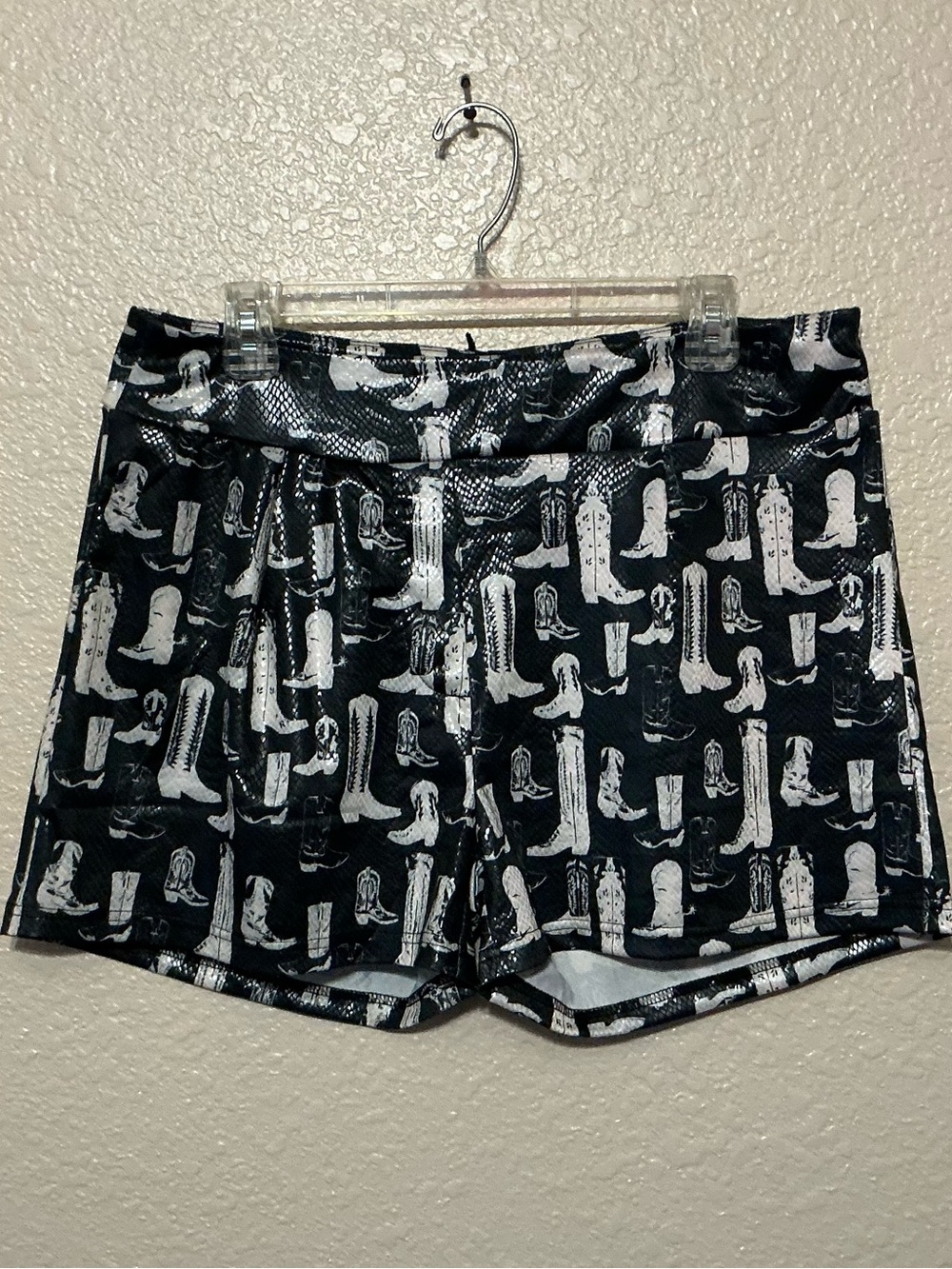 2 Fly Co Black & White Cowboy Boot Print Shorts